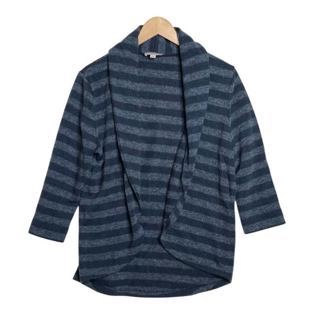 LOFT Outlet‎ Women's Striped Blue Gray Shawl Collar Cardigan Size Medium